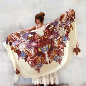 Brown Butterfly ~ Wing Shawl, Adult Costume, Rave Pashmina, Burning Man Clothing, Moth Wings Scarf, Fall Style, Festival Clothing, Monarch