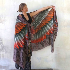 Bird Spark Wing Shawl, Anniversary Gift For Her, Bird Feather Wrap Shawl, Festival Accessories, Rave Pashmina, Sarong, Bird Scarf, Shovava image 3