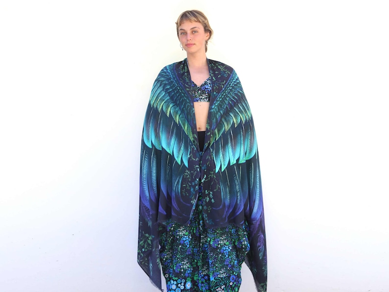 Sini Wing Shawl, Accessories For Mom, Rave Pashmina, Mothers Day Gift, Feather Wrap Shawl, Festival Clothing, Spring Scarf, Womens Sarong image 6