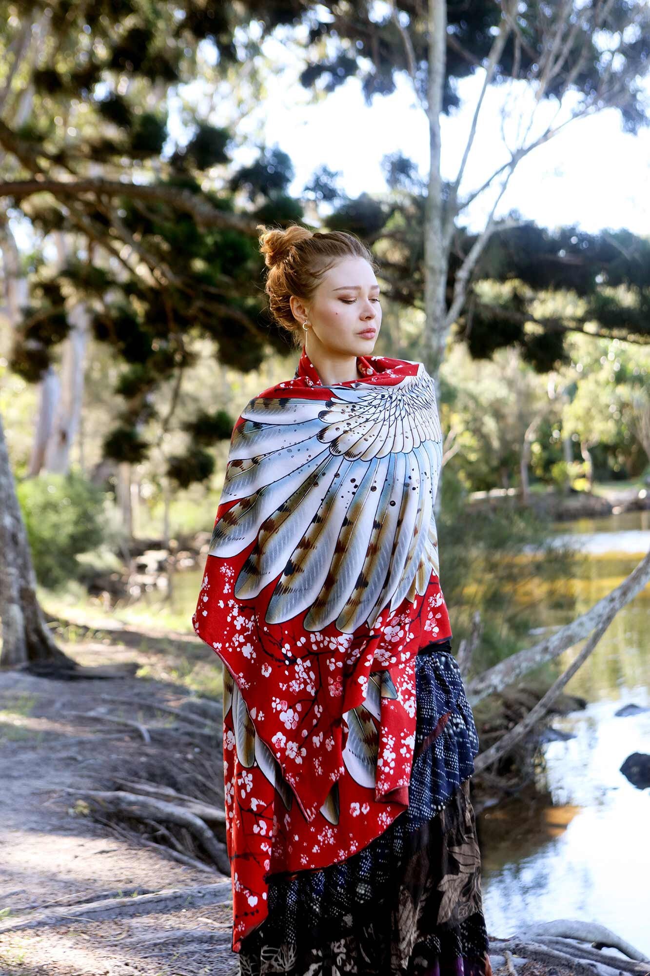Owl Scarf, Women Shawl, Owl Gift, Red Scarf, Red Scarf, Red Scarf, Bi…