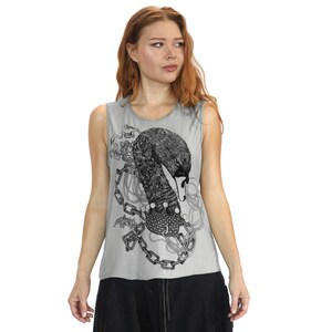 Women Swan Tank Top, Gray Sleeveless Gym Top, Womens Clothing, Best Gifts For Her, Sports And Fitness, Runner Gift For Women, Animal Tank