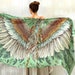 Wing Scarf Costume, Wings Shawl, Aztec Shawl, Large Green Shawl, Silk Sarong Wrap, Phulkari Shawl, Boho Shawl, Tribal Shawl, Shovava