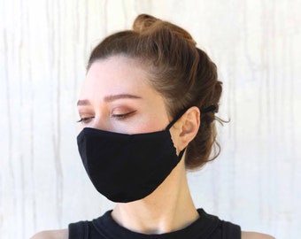 Black Face Mask, Nose Wire Cotton Facemask, Washable Mask, Comfortable Reusable Mask, Adjustable Mask, Easy Breathe Mask, Face Cover