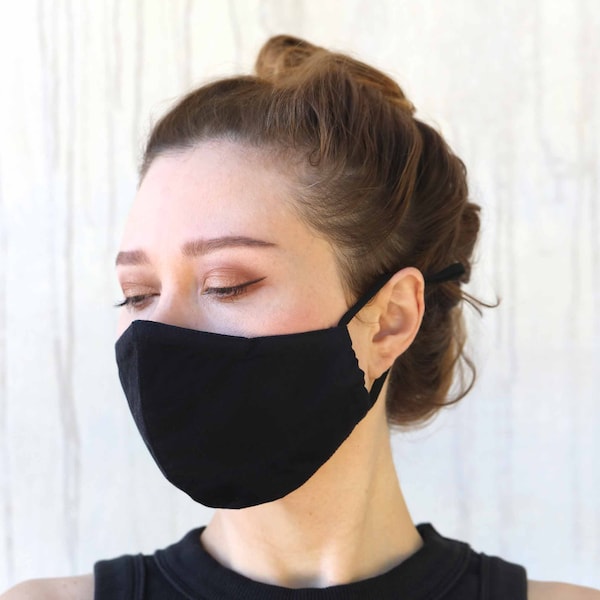 Black Face Mask, Nose Wire Cotton Facemask, Washable Mask, Comfortable Reusable Mask, Adjustable Mask, Easy Breathe Mask, Face Cover