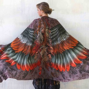 Bird Spark Wing Shawl, Anniversary Gift For Her, Bird Feather Wrap Shawl, Festival Accessories, Rave Pashmina, Sarong, Bird Scarf, Shovava image 2