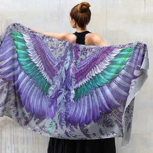 Calibri ~ Phoenix Shawl, Burning Man Clothing, Fantasy Bird Wings Scarf,Meditation Shawl,Summer Festival Clothing,Fairy Pashmina,Desert Wrap