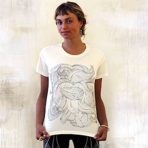 Feathers Women Art Tshirt, Gifts For Her, Feminine Shirt, Festival Clothing, Boho Graphic Tee, Inspirational T Shirt For Her, Spiritual Tee image 1