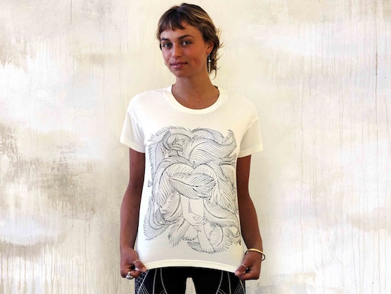 Feathers Women Art Tshirt, Gifts For Her, Feminine Shirt, Festival Clothing, Boho Graphic Tee, Inspirational T Shirt For Her, Spiritual Tee