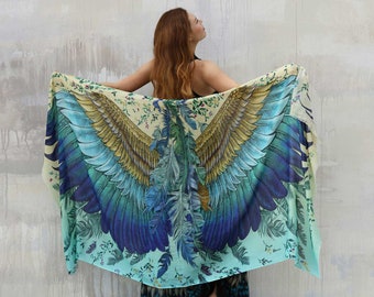 Bloom ~ Bird Wings Scarf, Angel Wings Shawl, Accessories For Mom, Festival Pashmina, Feather Wrap Shawl, Women Sarong, Beach Cover Up