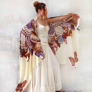 Brown Butterfly Wing Shawl, Mothers Day Gift For Grandma, Festival Clothing Women, Moth Cape,Accessories For Mom,Fairy Wings Rave Pashmina image 6