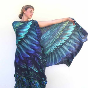 Sini Wing Shawl, Accessories For Mom, Rave Pashmina, Mothers Day Gift, Feather Wrap Shawl, Festival Clothing, Spring Scarf, Womens Sarong image 4