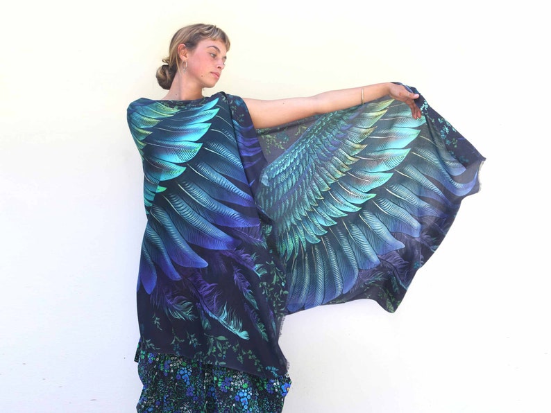 Sini Wing Shawl, Accessories For Mom, Rave Pashmina, Mothers Day Gift, Feather Wrap Shawl, Festival Clothing, Spring Scarf, Womens Sarong image 4