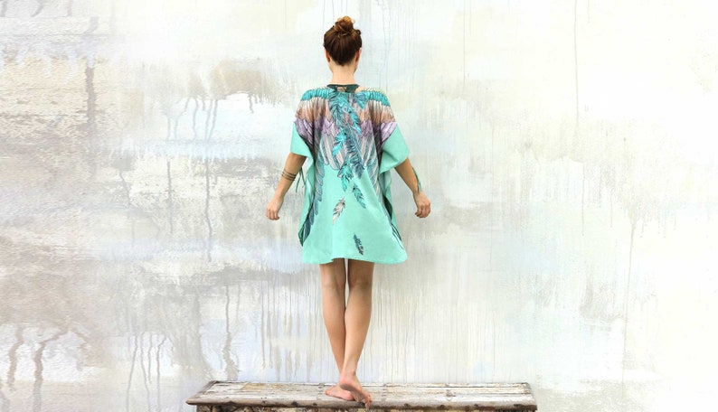 Angel Wings Kimono Dress, Kaftan Dress, Womens Clothing Boho, Rave Festival Clothing, Fairy Dress For Women, Beach Cover Up, Japanese Pareo image 9