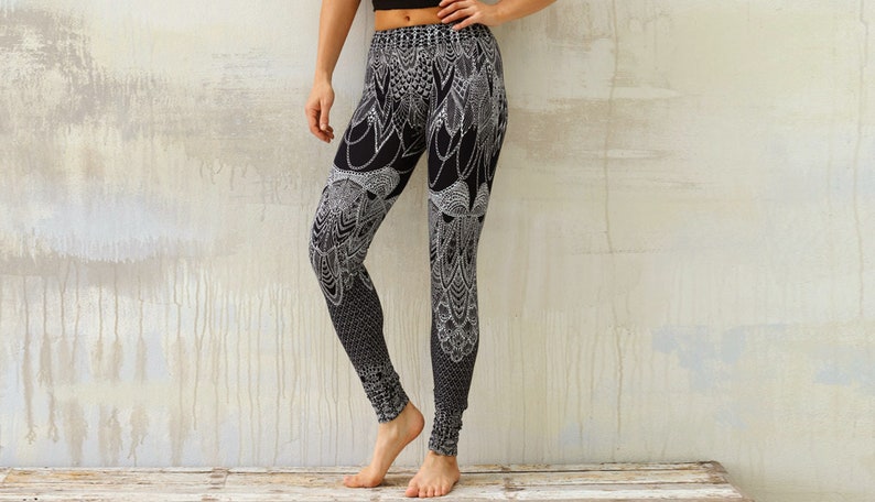 Yoga Leggings, Fitness Leggings, Sports Wear, Womens Clothing, Women Active Wear, Workout Leggings, Mandala Gym Pants, Athletic Wear image 1