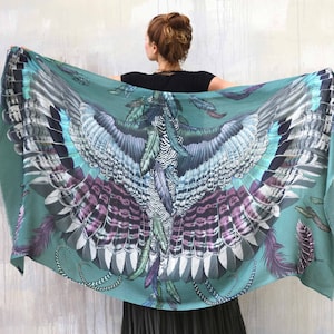 Mystic ~ Feather Wings Shawl, Bird Wings Shawl, Unique Scarves and Bandanas, Whimsical Cape, Womens Clothing, Spring Shawl, Shovava