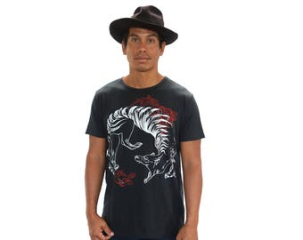 Thylacine Shirt, Mens Clothing, Tasmanian Tiger Tshirt, Burning Man Clothing, Animals Tshirts, Fathers Day Gift, Ethnic Shirt, Gym T Shirt