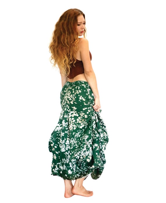 Maxi Skirt Linen Skirt Green Maxi Skirt Women Floral Skirt Etsy