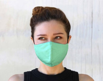 Designer Face Mask, Mint Green Face Covering With Nose Wire, Reusable Face Mask, Washable Face Mask, Adult Face Mask, Adjustable Face Mask