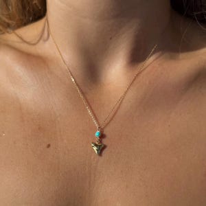 Dainty Shark Tooth Necklace, Turquoise Shark Tooth Necklace, Dainty Necklace, shark tooth necklace, Gold Filled Necklace