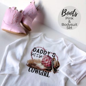 Western Infant Bodysuit Baby Girl Ranch Wear Cowboy Hat Baby Gift Cowgirl Gift Western Baby Wear Cowgirl Outfit Pink Boots Rodeo Wear Texas Bild 9