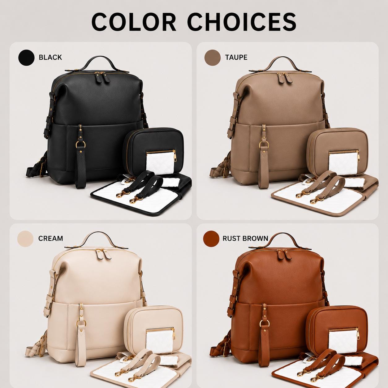 Leather Mini Backpack Diaper Bag Travel Purse Shoulder Bag Women Heather Mini Classic Bag II | Mini Vegan Leather Diaper Bag  main image 2