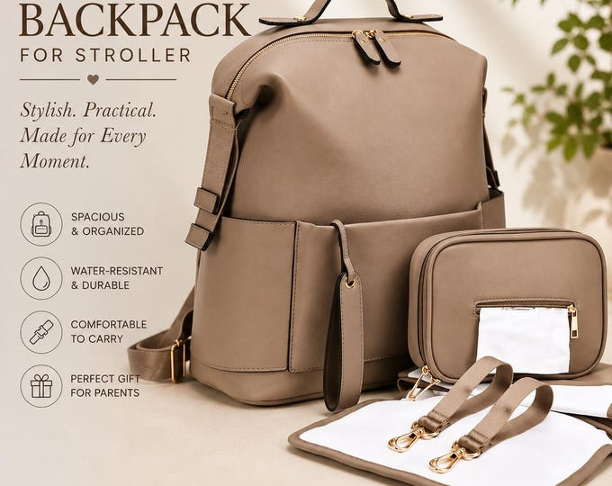 Modern Diaper Bag Backpack Baby Shower Gift New Mom Backpack with Bottle Holder Changing Pad Travel Organizer Stylish Urban Essential Bag