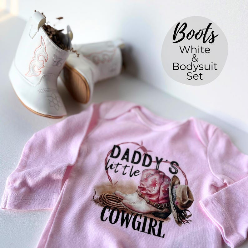 Western Infant Bodysuit Baby Girl Ranch Wear Cowboy Hat Baby Gift Cowgirl Gift Western Baby Wear Cowgirl Outfit Pink Boots Rodeo Wear Texas Bild 11