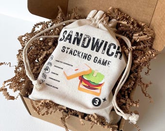 Hölzernes Sandwich-Spiel Stapelspiel Lernaktivität Montessori-Set Pretend Kitchen Spielmaterial Naturholz Lernspielzeug Memory-Spiel
