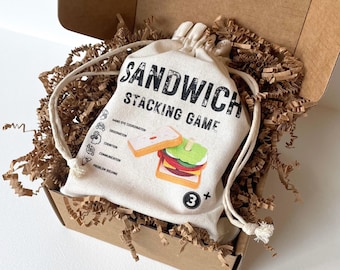 Wooden Sandwich Game for Toddler Fine Motor Skill Development Learning Toy for Preschool Sensory Material Montessori Classroom Educational
