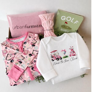 Golf Baby Gift Set Girl Future Golfer Outfit New to the Club Onesie Baby Announcement Gift for Golf Lovers Pregnancy Reveal Baby Shower Gift