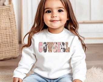 Cowgirl Appliqué Sweatshirt Western Style Country Clothing Rodeo Theme Ranch Outfit Toddler Girl Western Wear Crewneck Pullover Youth Size