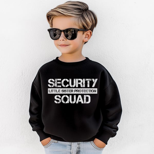 Security Squad Tee Shirt Design Big Brother Announcement Shirt Sibling Shirts for Toddler Protection Outfit Photo Session Family Picture