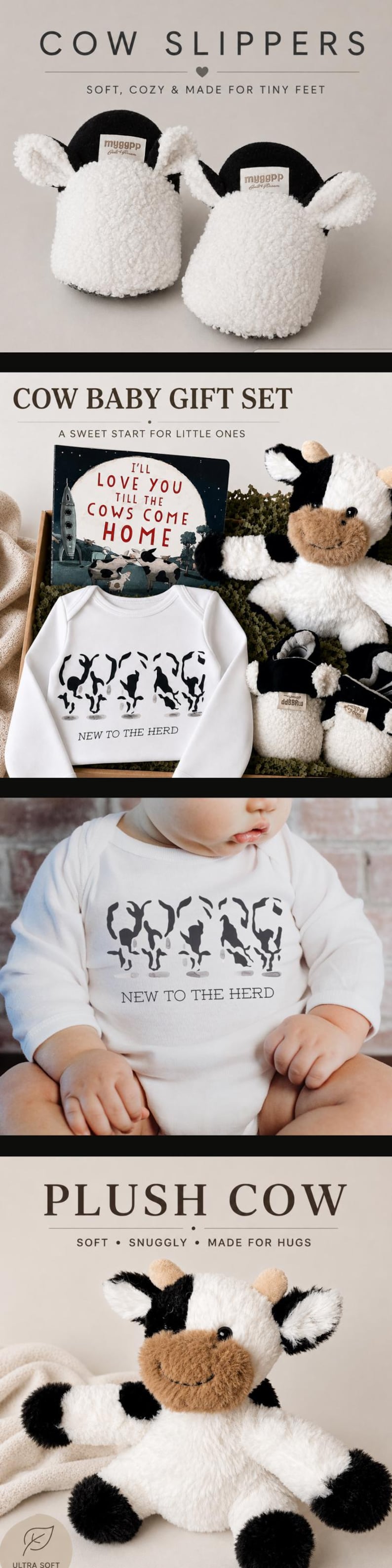 Baby Shower Gift Set Farm Animal Nursery Gift Box New Baby Cow Print Outfit Bundle Newborn Gift Set Farm Theme Book Set Personalized Gift image 13