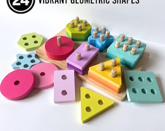 Wooden Shape Sorter Puzzle Game for Toddler Montessori Educational Benefits Development Toy Storage Solution for Classroom Learning Activity
