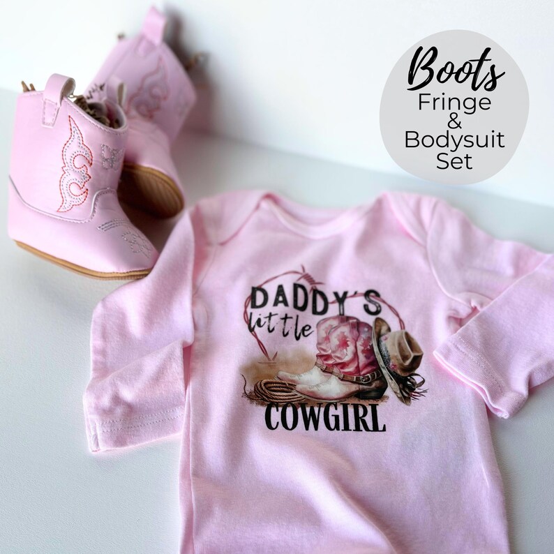 Western Infant Bodysuit Baby Girl Ranch Wear Cowboy Hat Baby Gift Cowgirl Gift Western Baby Wear Cowgirl Outfit Pink Boots Rodeo Wear Texas Bild 12