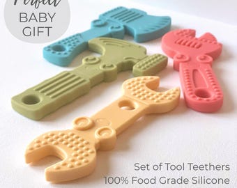 Construction Themed Chew Safe Teething Infant Toy Tactile Development Sensory Play Item Oral Soother Modern Design Nursery Decor Baby Shower