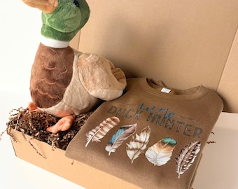 Duck Hunter Gift Set Includes Plush Mallard Duck Toy Hunting Outfit Little Hunter Sweatshirt Box Birthday Present Toddler Size Youth