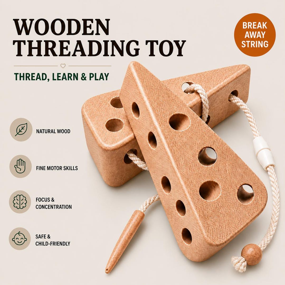 Wooden Threading Toy Montessori Cheese Activity Toddler Learning Baby ...