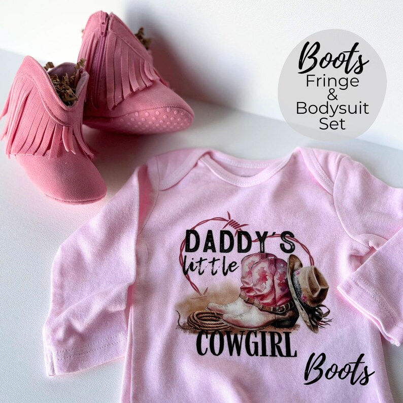 Western Infant Bodysuit Baby Girl Ranch Wear Cowboy Hat Baby Gift Cowgirl Gift Western Baby Wear Cowgirl Outfit Pink Boots Rodeo Wear Texas Bild 13