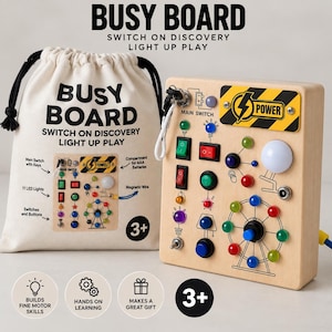 Montessori Busy Board Light Up Toy Electronic Learning Center Sensory Educational Activity Panel Toddler Development Skill Station Preschool