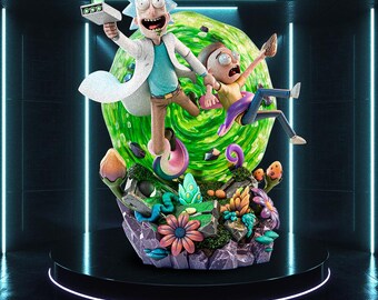 Portal-Hopping Mad Scientist Duo STL Statue for 3D Printing