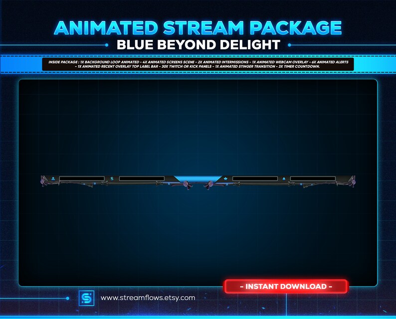 Animated Neon Sci-fi Stream Overlay Package: Twitch, Youtube, Kick - Etsy