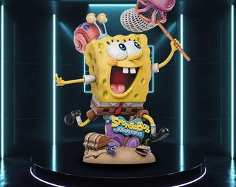 Cartoon Sea Sponge STL | Fullsize + Bust | Fun Display 3D Print Digital Files