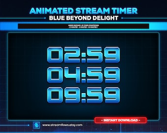 Temporizador de cuenta regresiva de transmisión animada de Blue Cyberpunk: Twitch, Kick, YouTube