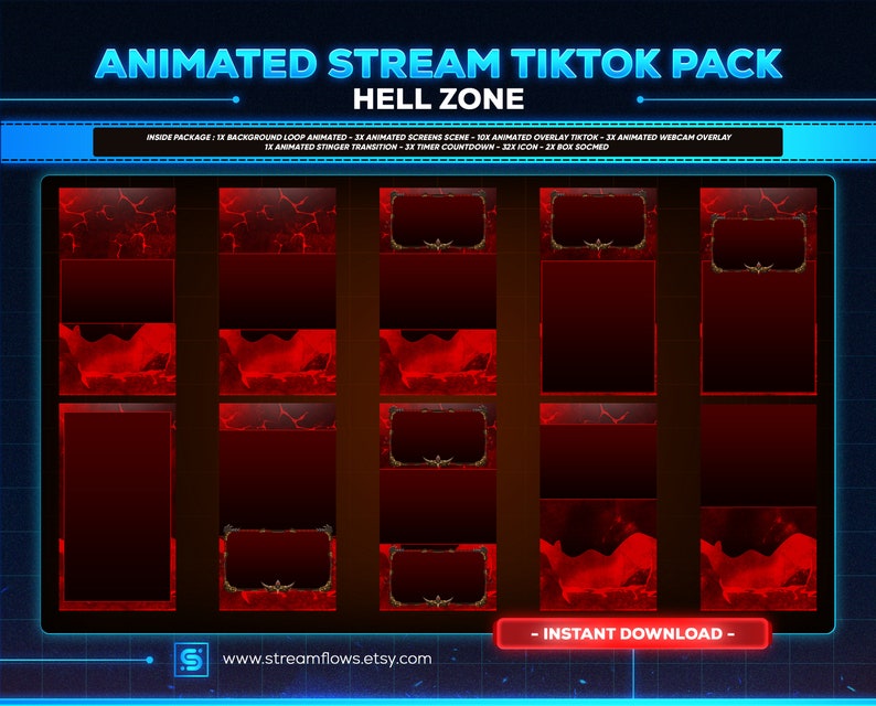 Hell Zone Animated Tiktok Stream Overlay Package (digital Download) - Etsy