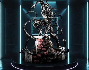 Spider-Man Symbiote Marvel | Black Suit Transformation STL Statue | 3D Print Model