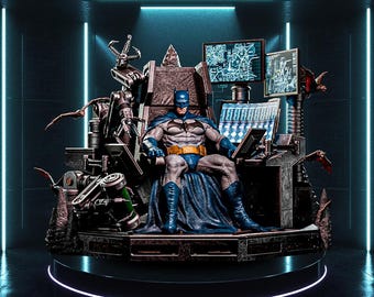 Dark Knight Throne STL Statue + Bust | Movie Superheroes 3D Print Model