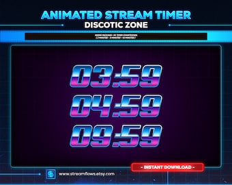 Paquete de cuenta regresiva animada para transmisiones en vivo, tema cyberpunk (descarga digital)