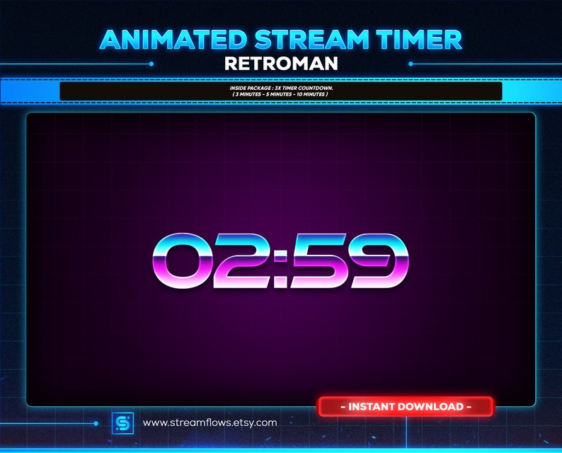 Retroman Animated Stream Timer Countdown: Cyberpunk Webm Pack - Etsy