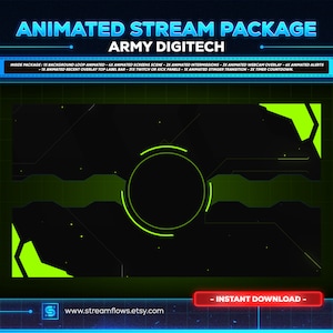 Army Digitech – Tactical Animated Stream Overlay Pack | Twitch, OBS ...